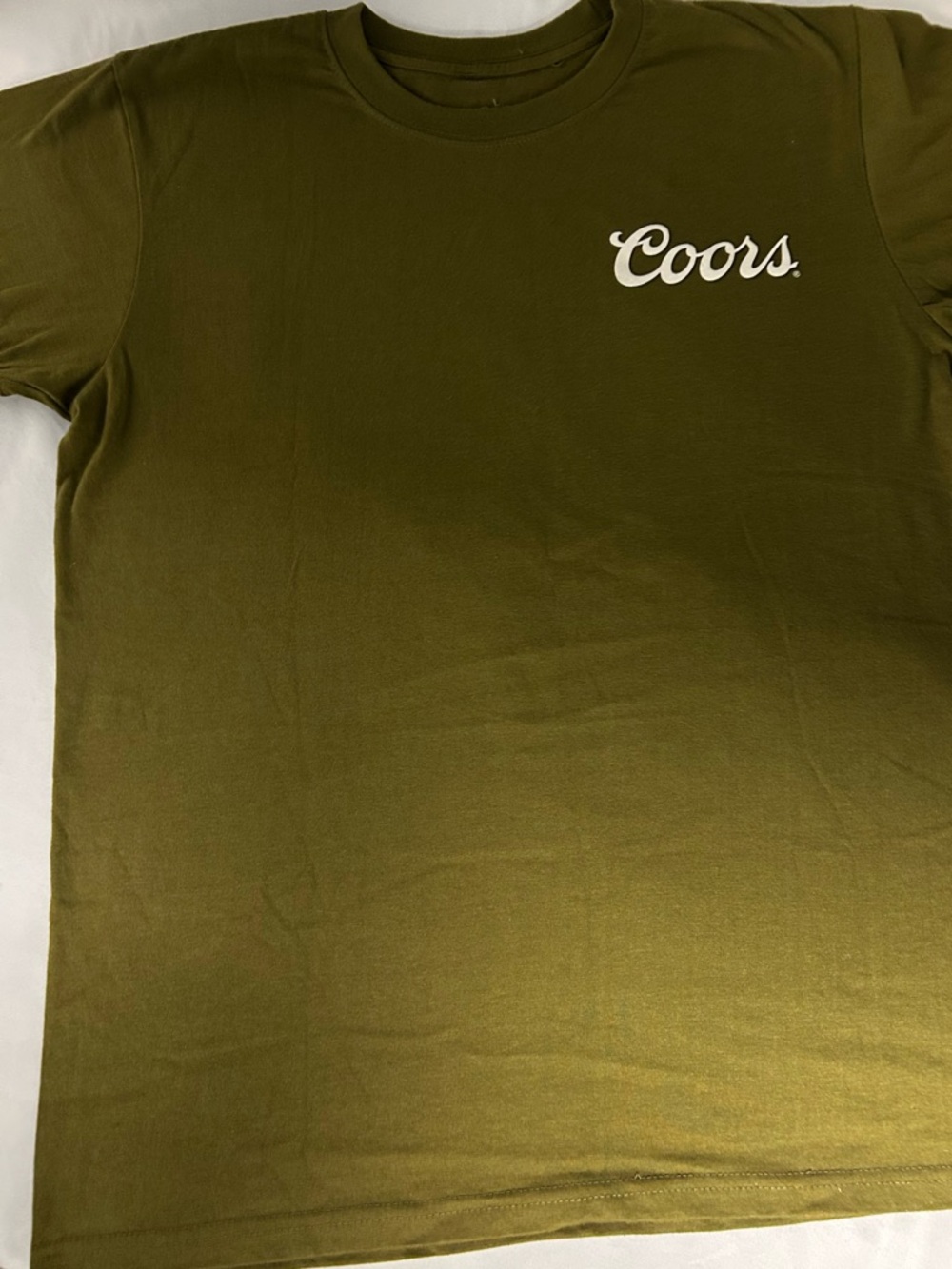 Brand New never warn Coors Men's Olive Green Logo Short Sleeve Tee